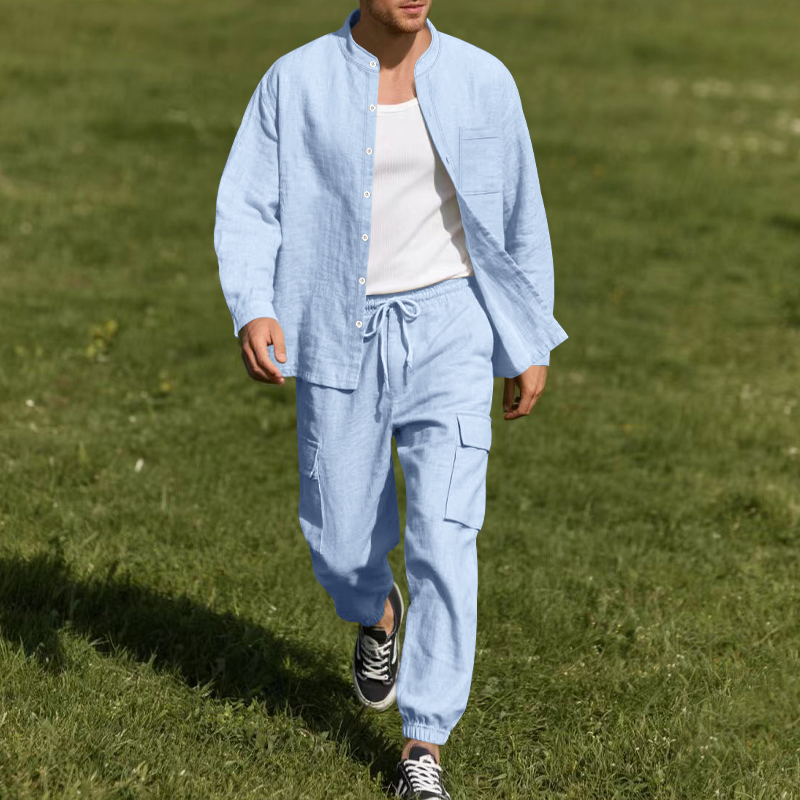 Linen Shirt Summer - Heren linnen ademende tweedelige set met