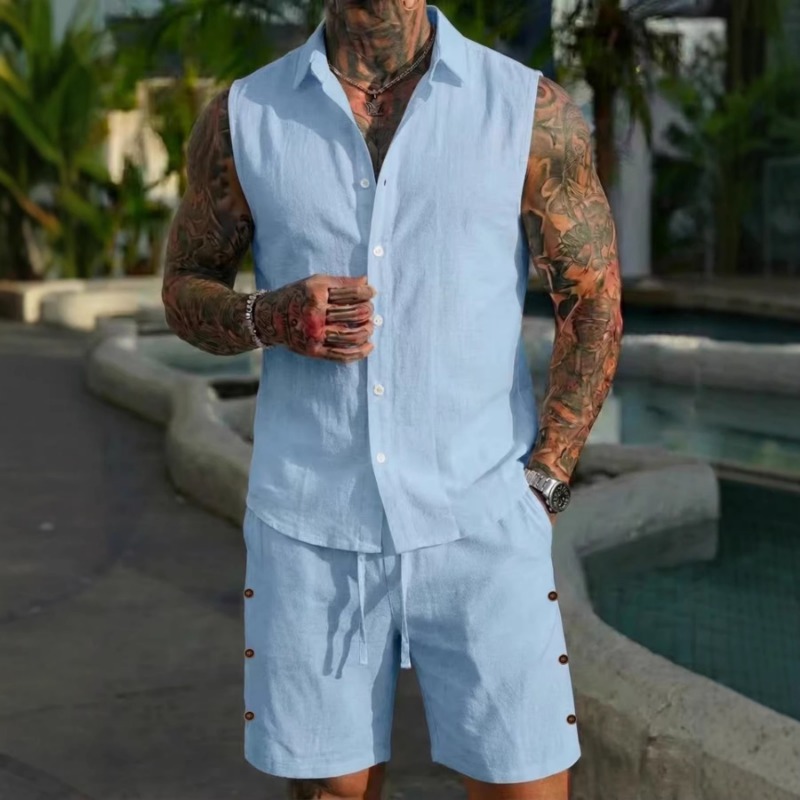 Linen Shirt Summer - 2-delig linnen set voor heren, met