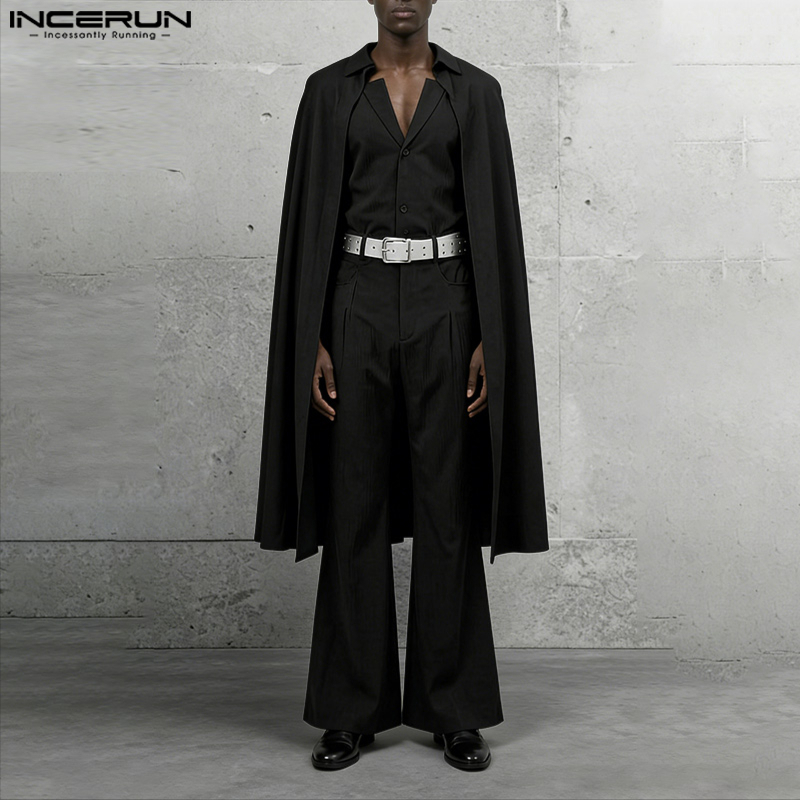 Mens Fashion Suits - INCERUN Herensets Effen Kleur Revers Lange
