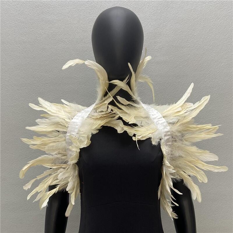 Men Fashion Rave - Gothic Vrouwen Shawl Natuurlijke Veer Zwarte