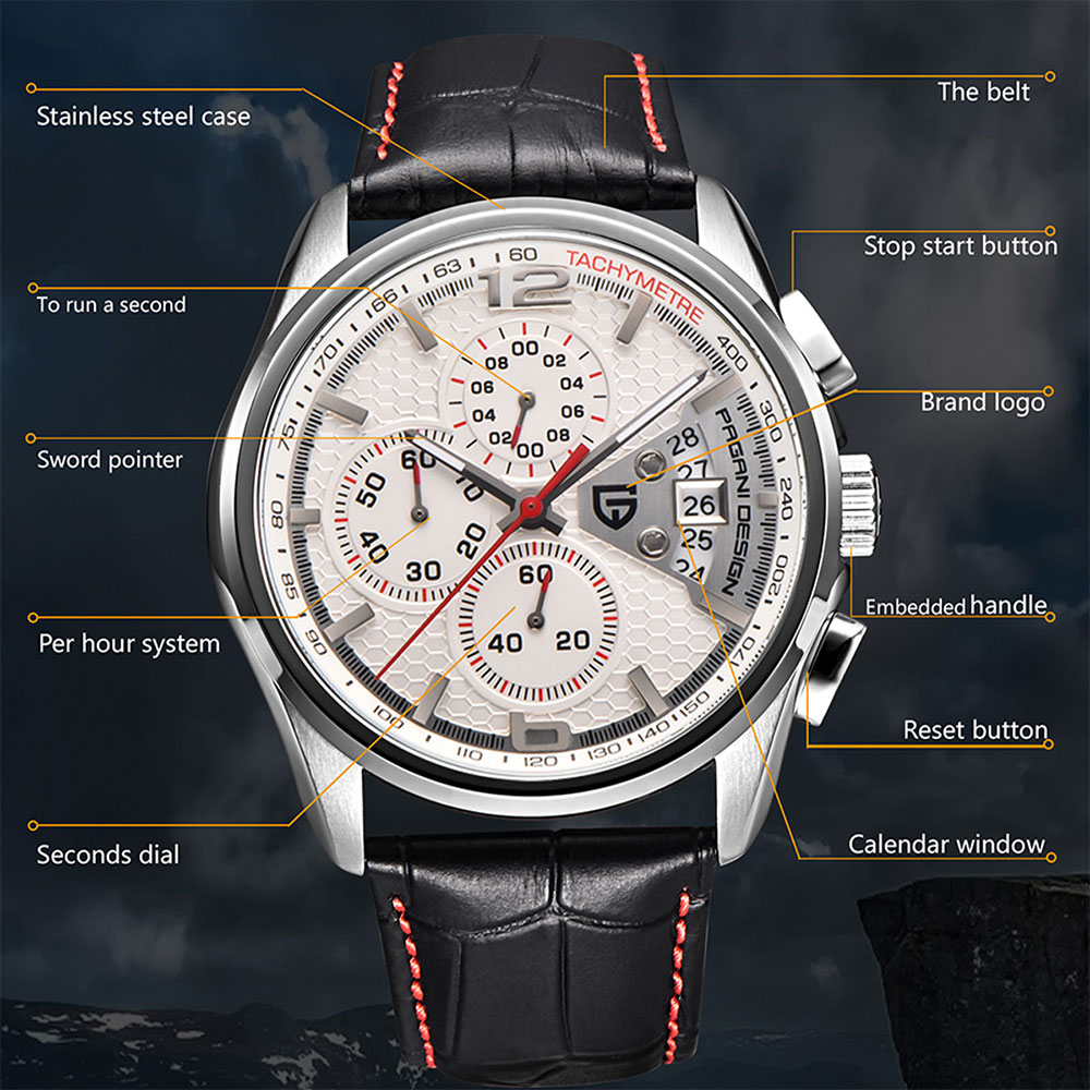 Mens Fashion Watch - PAGANI DESIGN Nieuwe PD-3306 Chronograaf Mannen