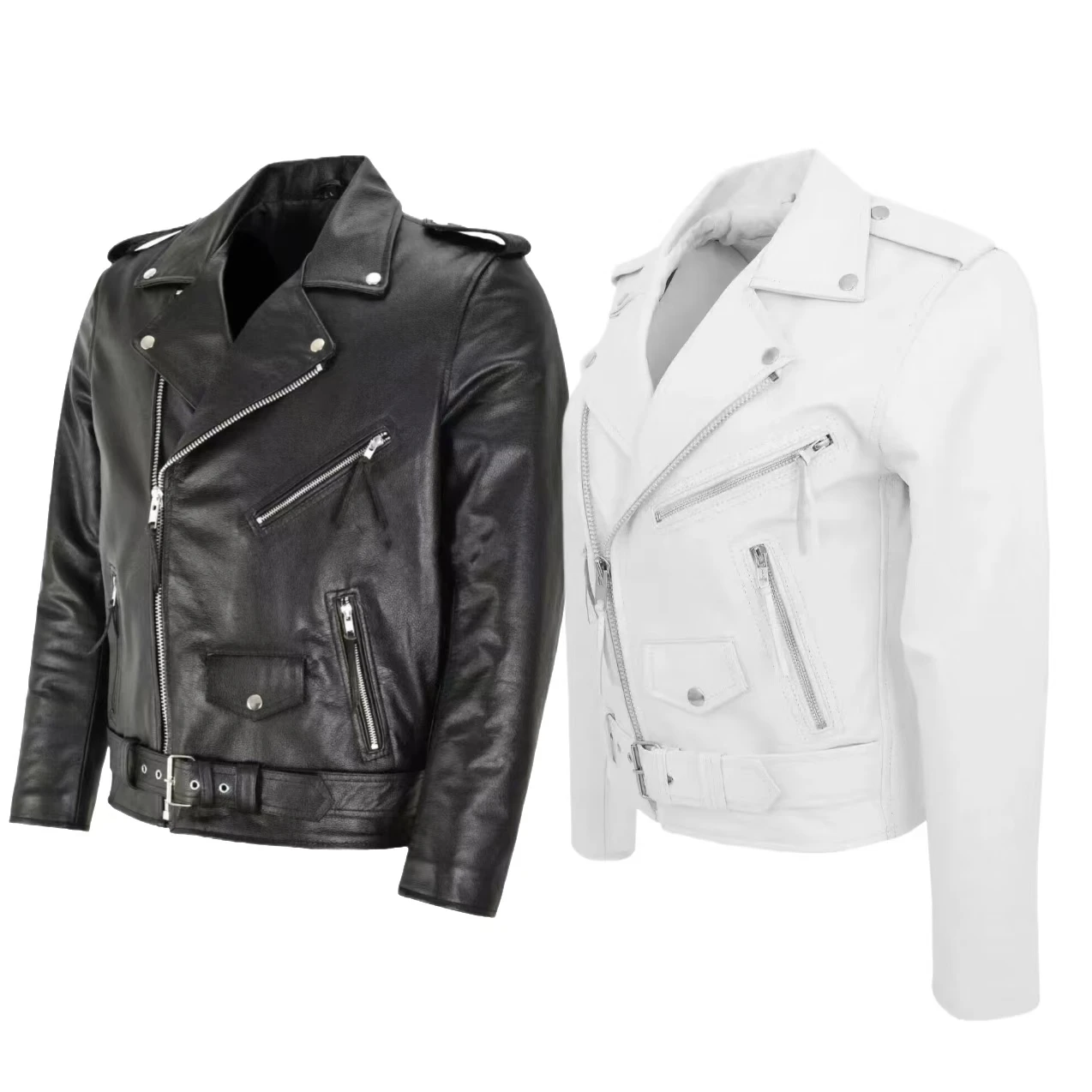 Jacket Mens Fashion - Herenmode leren jas, slim fit, staande
