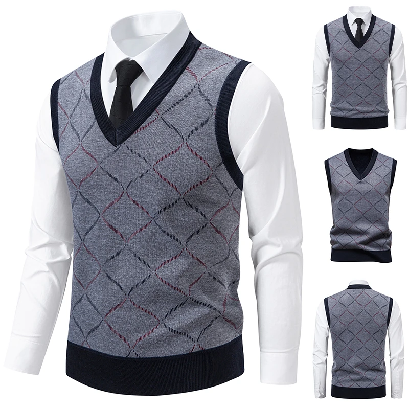 Men'S Fashion V Neck Sweater - Heren 2026 V-hals gebreide trui warme
