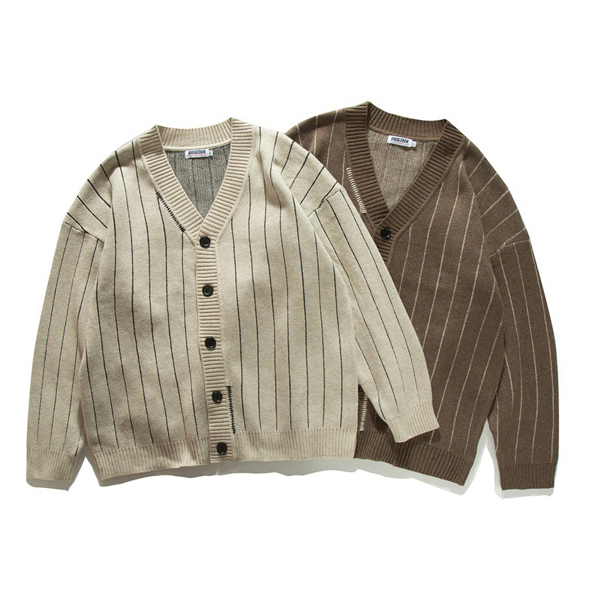 Men'S Fashion V Neck Sweater - Lente Herfst Streep Vest Truien Heren