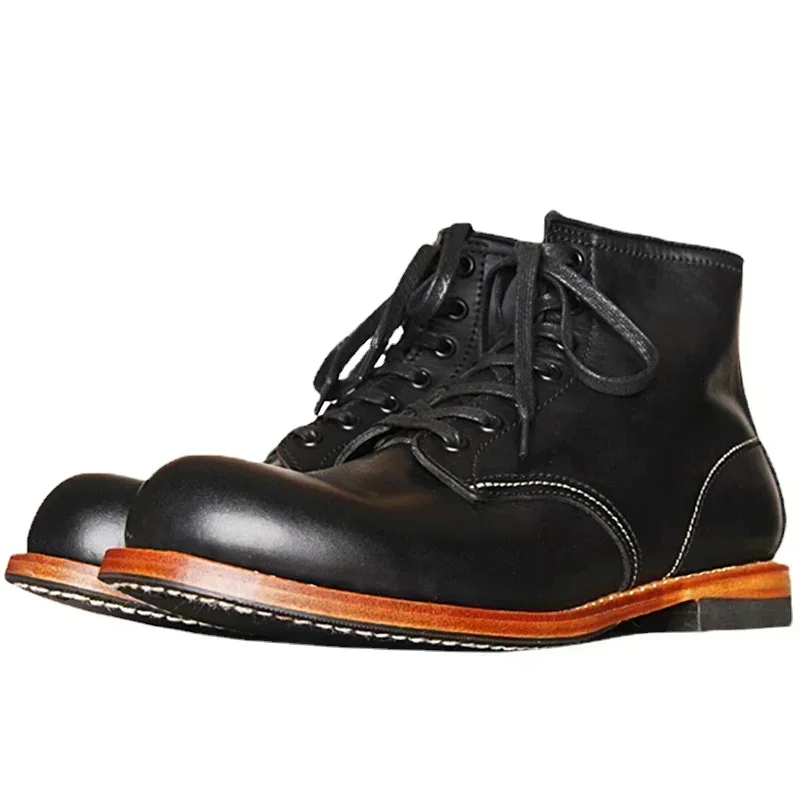 Men'S Fashion For Wedding - Vintage mannen Goodyear-Welted lederen laarzen mannen