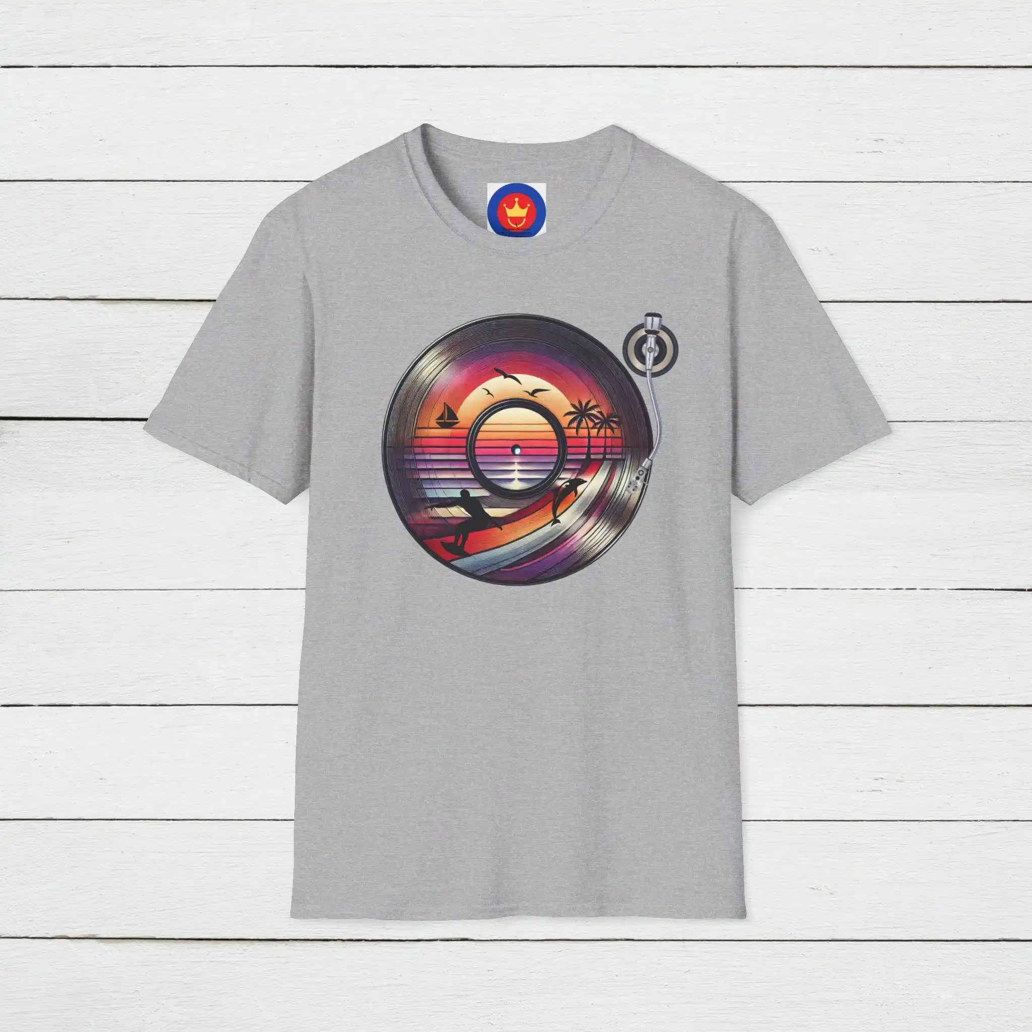 Retro strand vinyl T-shirt vin - Men'S Fashion 70S recensie en prijs