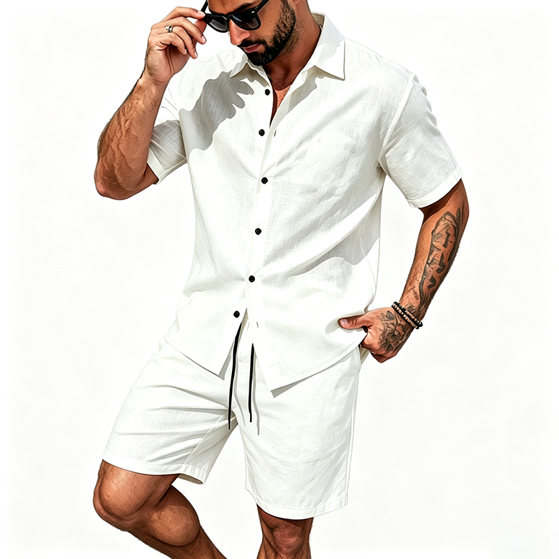 Heren linnen tweedelige outfit - Linen Shirt Summer recensie en prijs