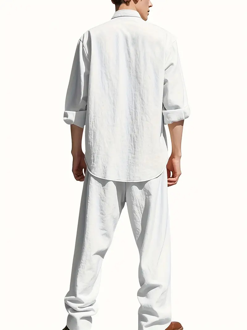 Heren wit linnen pak, lange mo - Linen Shirt Summer recensie en prijs