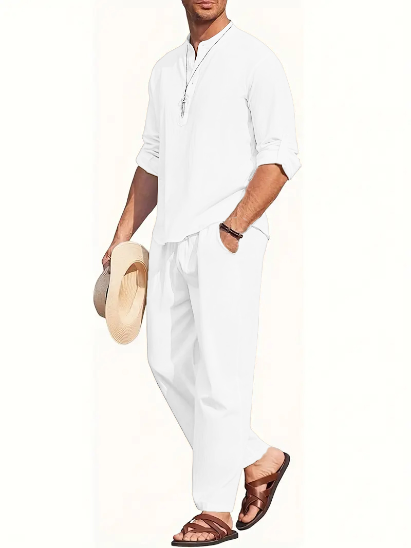 Heren wit linnen pak, lange mo - Linen Shirt Summer recensie en prijs