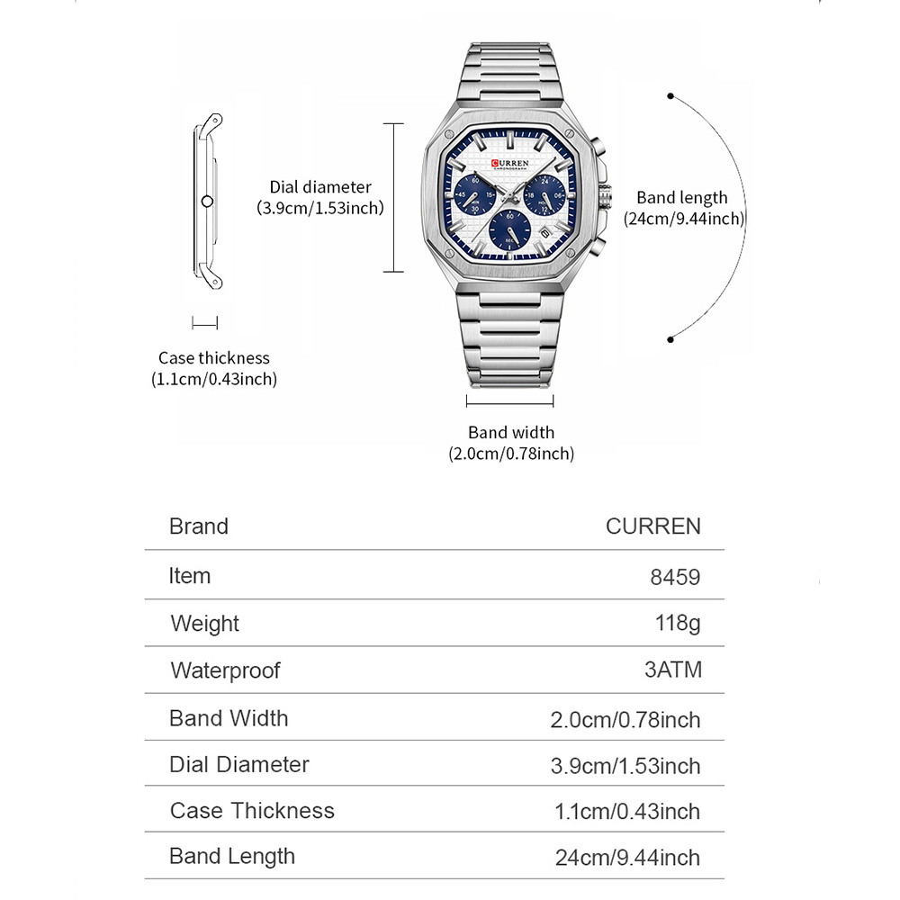CURREN Luxe Vierkant Chrono Ho - Mens Fashion Watch recensie en prijs